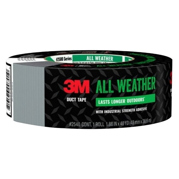 Scotch 3M Duct Tape, 40 yd L, 1.88 in W, Polyethylene Backing, Gray - 2540