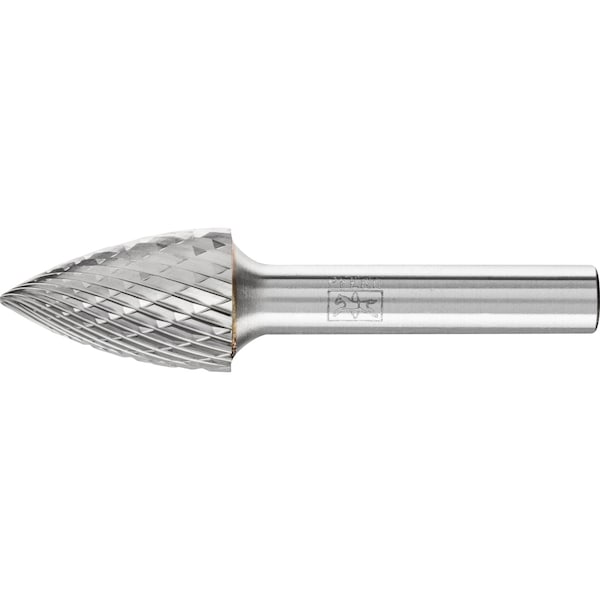 Pferd TOUGH Carbide Bur - Tree Shape (Pointed) - DBL Cut (3R) - 5/8" x 1" x 1/4" Shank - SG-6 - 22298