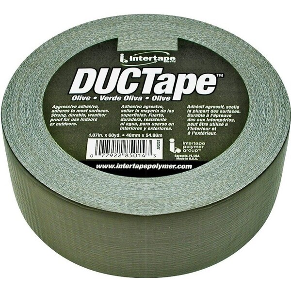 Intertape Duct Tape, 60 yd L, 1.88 in W, Polyethylene-Coated Cloth Backing, Olive Drab - 20C-OD2
