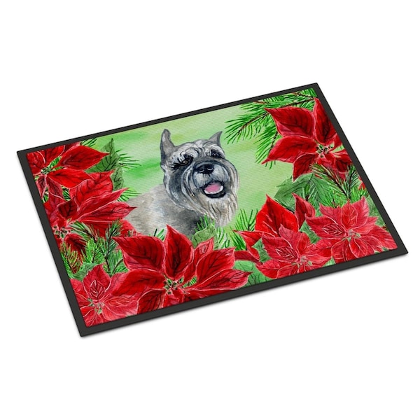 Carolines Treasures Schnauzer Poinsettas Indoor or Outdoor Mat, 24 x 36 in. - CK1310JMAT
