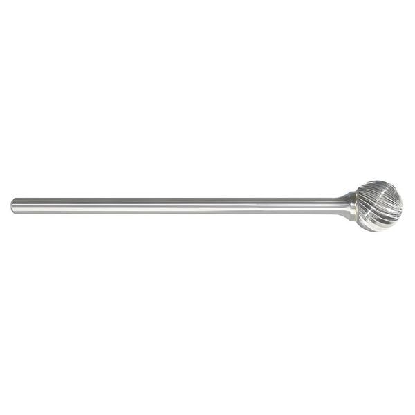 Zoro Select Carbide Bur, Ball Shape, 1/2 In, 1/4 Shank - 310-002611