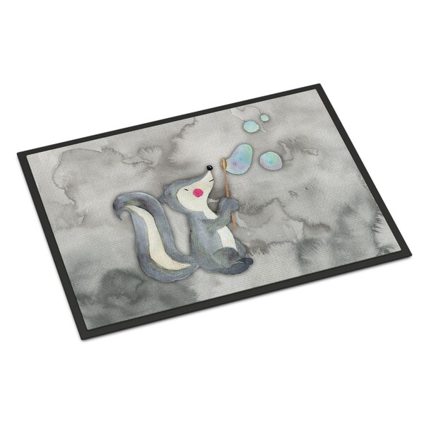 Carolines Treasures 18 x 27 in. Skunk & Bubbles Watercolor Indoor or Outdoor Mat - BB7352MAT