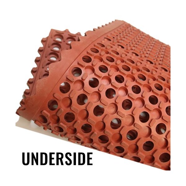 Rhino Mats M-Series Drainage Mat, Rubber, Drainage Holes, 39 in W x 58 in L, Terra Cotta - M-3958R