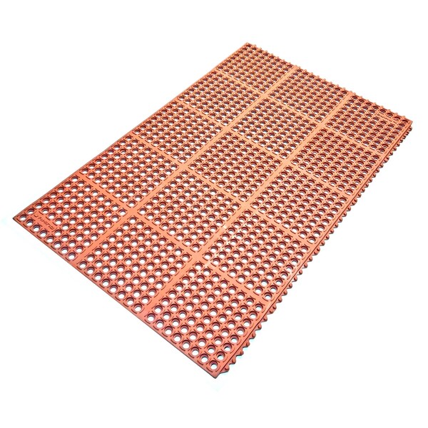 Rhino Mats M-Series Drainage Mat, Rubber, Drainage Holes, 39 in W x 58 in L, Terra Cotta - M-3958R