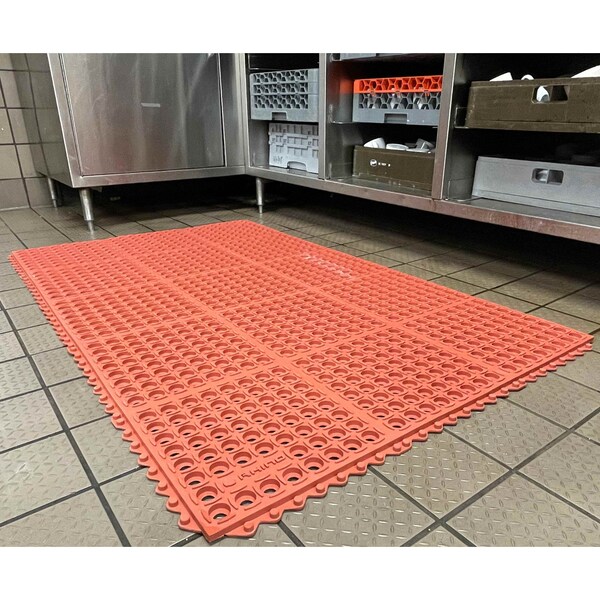 Rhino Mats M-Series Drainage Mat, Rubber, Drainage Holes, 39 in W x 58 in L, Terra Cotta - M-3958R