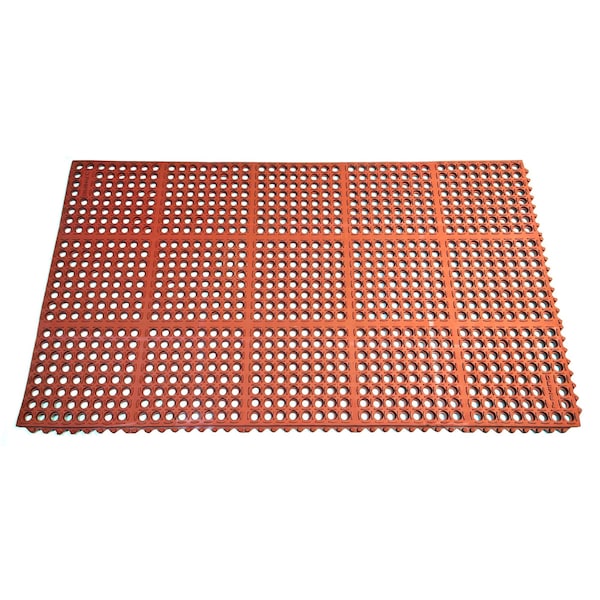 Rhino Mats M-Series Drainage Mat, Rubber, Drainage Holes, 39 in W x 58 in L, Terra Cotta - M-3958R