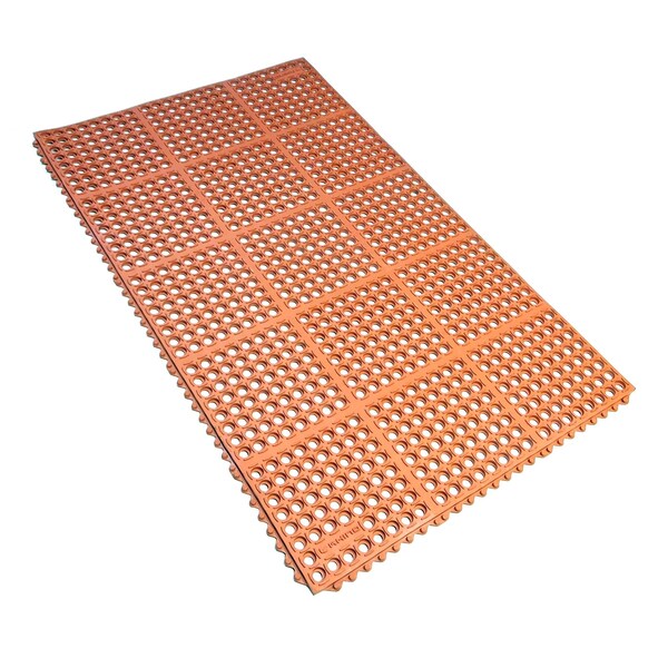 Rhino Mats M-Series Drainage Mat, Rubber, Drainage Holes, 39 in W x 58 in L, Terra Cotta - M-3958R