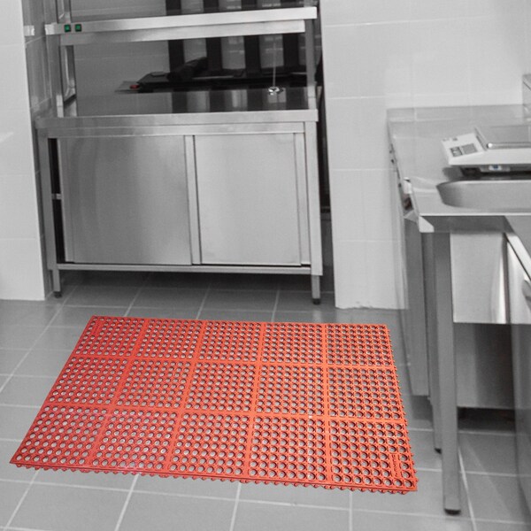 Rhino Mats M-Series Drainage Mat, Rubber, Drainage Holes, 39 in W x 58 in L, Terra Cotta - M-3958R