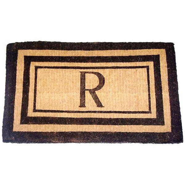 Geo Crafts Geo Crafts IBM TRIPLE 2439 BLK G276 24 x 39 in. Imperial Black Border Monogrammed Door Mat - IBM TRIPLE 2439 BLK G276