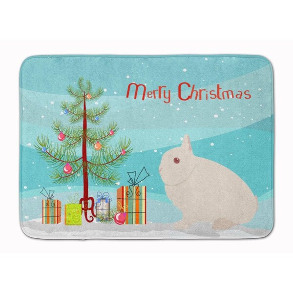 Carolines Treasures Hermelin Rabbit Christmas Machine Washable Memory Foam Mat - BB9331RUG
