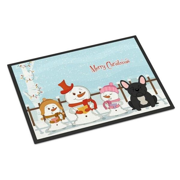 Carolines Treasures Carolines Treasures BB2345JMAT Merry Christmas Carolers French Bulldog Black Indoor or Outdoor Mat; 24 x 0.25 x 36 in. - BB2345JMAT