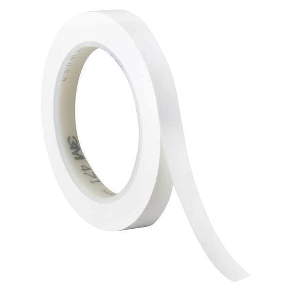 3M Vinyl Tape, 5.2 Mil, 1/4"x36 yds., White, PK3 - T9614713PKW