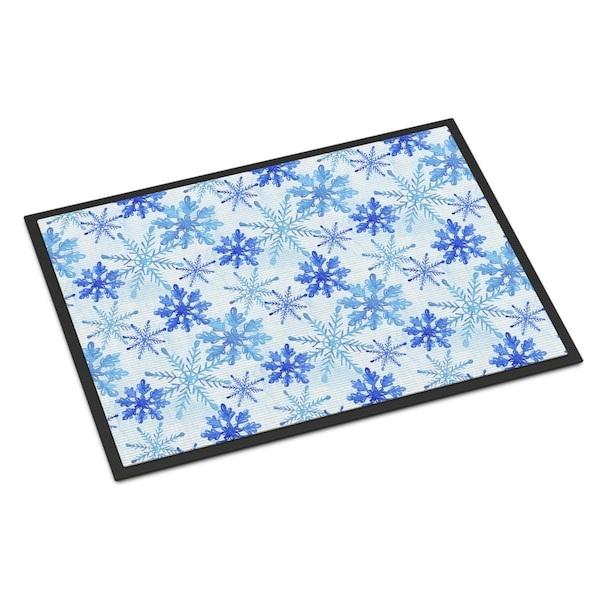 Carolines Treasures Blue Snowflakes Watercolor Indoor or Outdoor Mat, 24 x 36 in. - BB7484JMAT