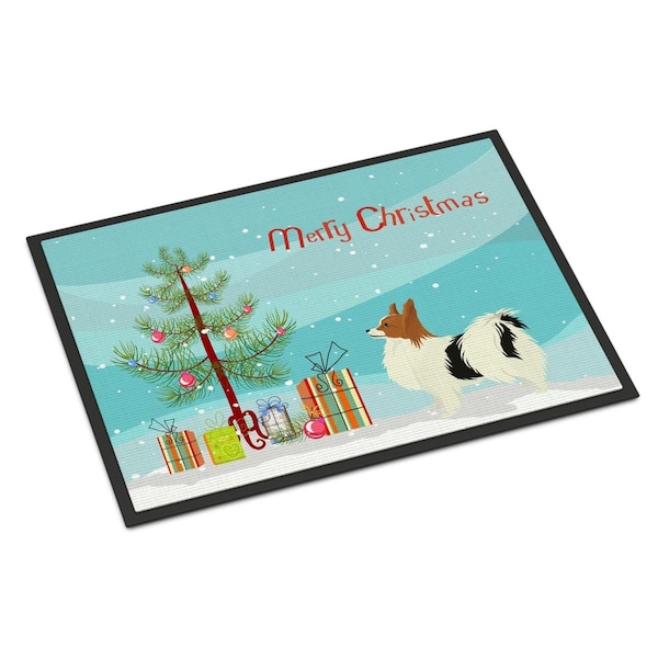Carolines Treasures 24 x 36 in. Papillon Christmas Tree Indoor or Outdoor Mat - CK3553JMAT