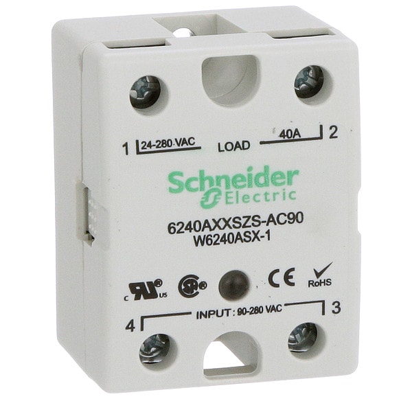 Relé de estado sólido de Schneider Electric, 90 a 280VAC, 40A - 6240AXXSZS-AC90