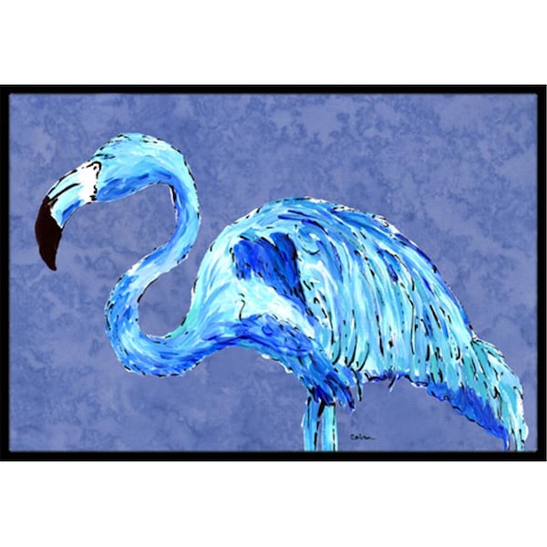 Carolines Treasures Flamingo On Slate Blue Indoor Or Outdoor Doormat - 18 x 27 in. - 8873MAT