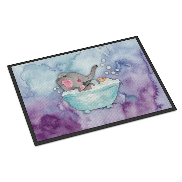 Carolines Treasures 24 x 36 in. Elephant Bathing Watercolor Indoor or Outdoor Mat - BB7346JMAT