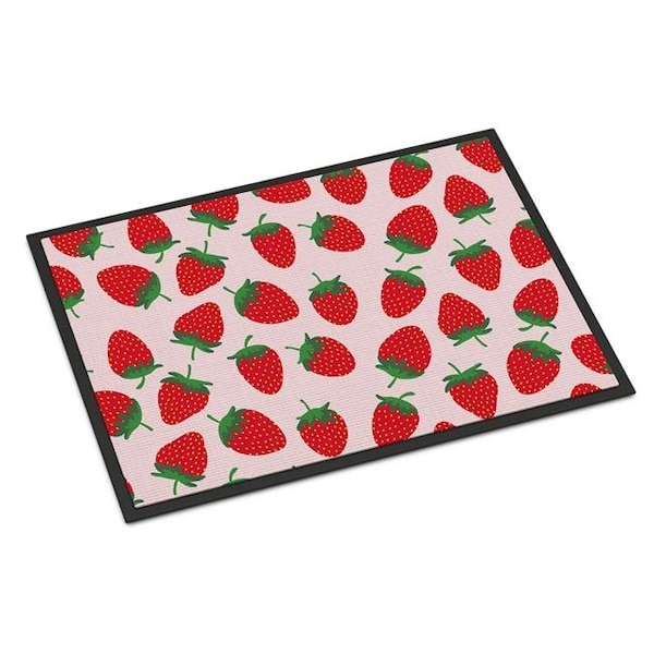 Carolines Treasures Carolines Treasures BB5146MAT Strawberries on Pink Indoor or Outdoor Mat; 18 x 27 in. - BB5146MAT