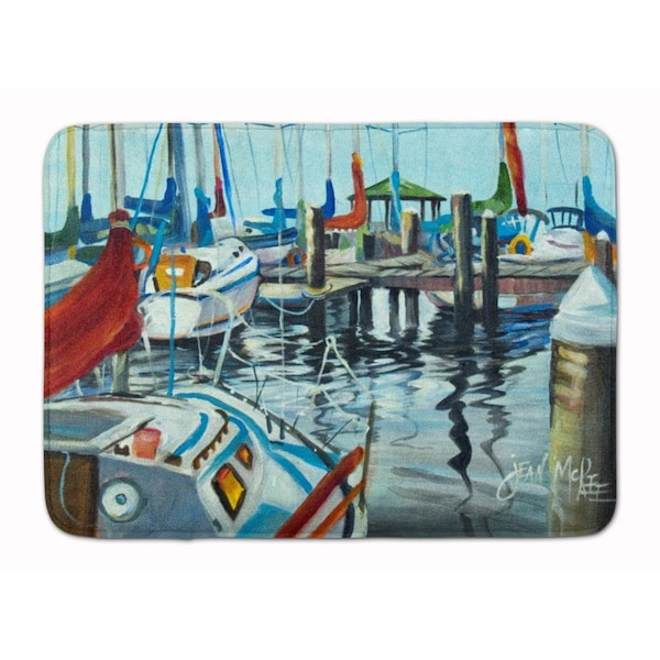 Carolines Treasures Orange Sail Sailboats Machine Washable Memory Foam Mat - JMK1065RUG