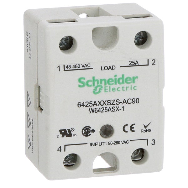 Relé de estado sólido Schneider Electric, 90 a 280VAC, 25A - 6425AXXSZS-AC90