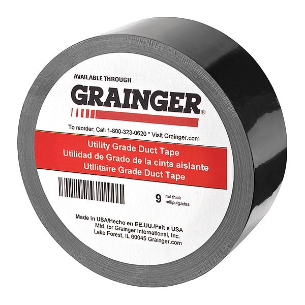 Zoro Select Duct Tape, Black, Rubber, 72mm W, PK8 - TC600-BLACK