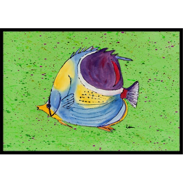 Carolines Treasures 24 x 36 In. Tropical Fish on Green Indoor or Outdoor Mat - 8574JMAT
