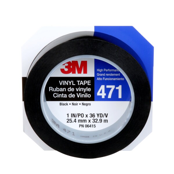 3M VnylTp471Blck, 1nx36yd, 36ndvd, PK6 - 471