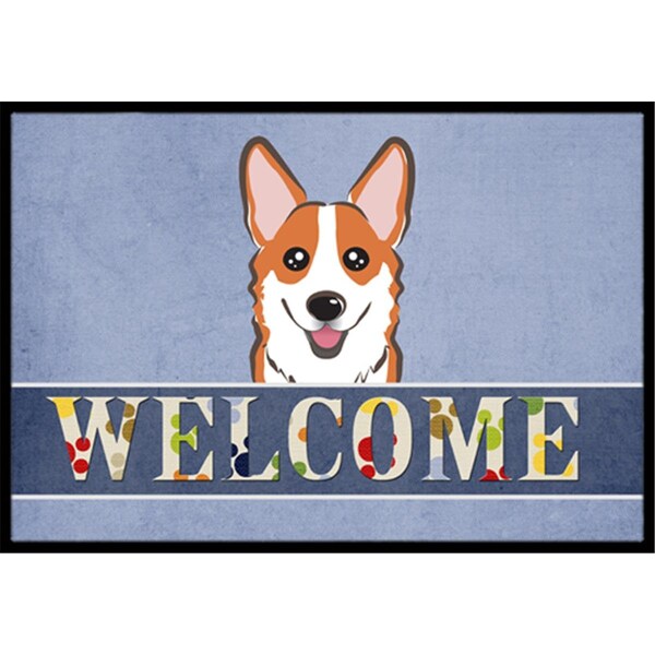Carolines Treasures Red Corgi Welcome Indoor & Outdoor Mat, 18 x 27 in. - CA77381