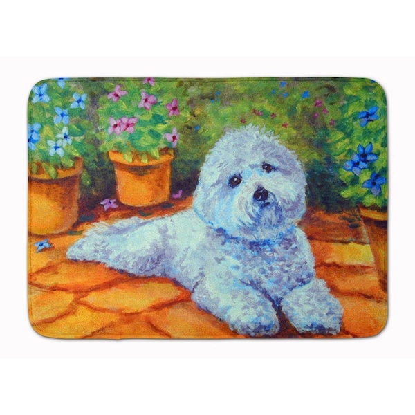 Carolines Treasures Bichon Frise on the Patio Machine Washable Memory Foam Mat - 7346RUG