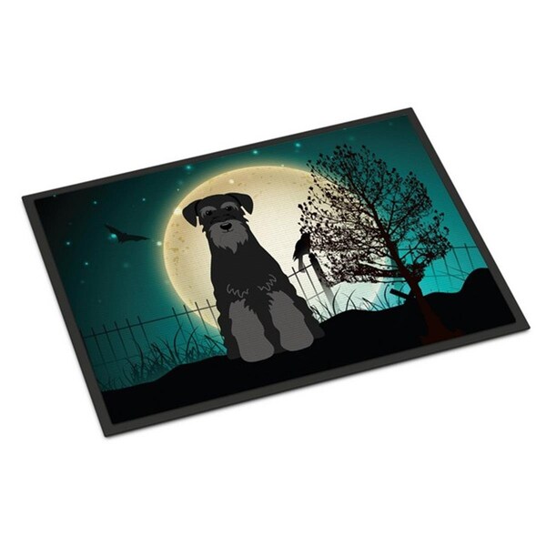 Jensendistributionservices Halloween Scary Standard Schnauzer Black Indoor or Outdoor Mat, 24 x 0.25 x 36 in. - MI2549590