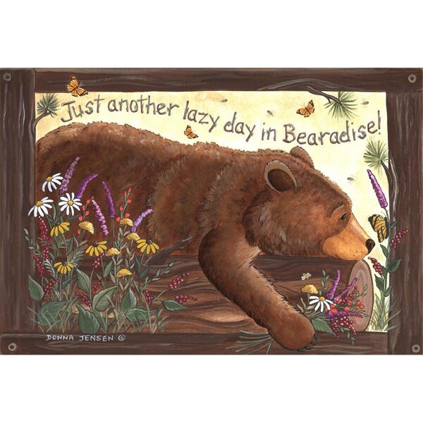 Custom Printed Rugs DM 50 18 x 26 in. Lazy Bear Doormat - Brown - CU96248