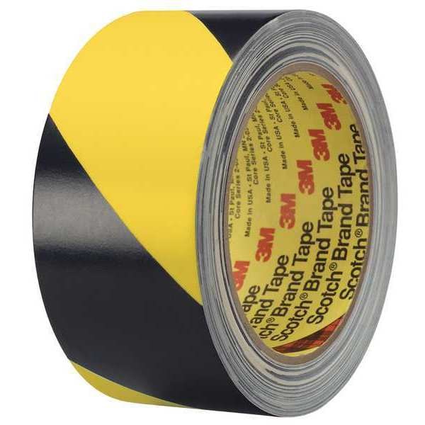 3M Striped Vinyl Tape, 5.4 Mil, 2x36 yds., Blk/Yel, PK2 - T96757022PK