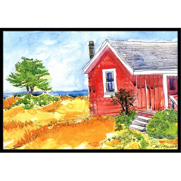 Carolines Treasures Old Red Cottage House at the lake Or Beach Indoor Or Outdoor Mat - 18 x 27 in. - 6041MAT