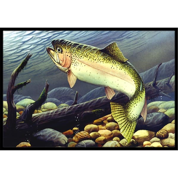 Carolines Treasures Rainbow Trout Indoor and Outdoor Mat- 18 x 27 in. - PTW2039MAT