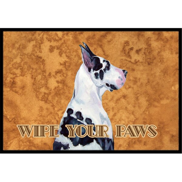 Carolines Treasures 24 x 36 In. Harlequin Great Dane Wipe Your Paws Indoor Or Outdoor Mat - LH9447JMAT