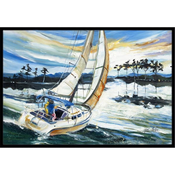 Carolines Treasures Sailboats On Lake Martin Indoor and Outdoor Mat- 18 x 27 in. - JMK1055MAT
