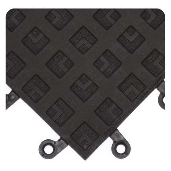 Wearwell Antifatigue Mat, 18" L x 18" W, 7/8 in Thickness, Smooth Tile, Black - 557.78X18X18BK-CS10