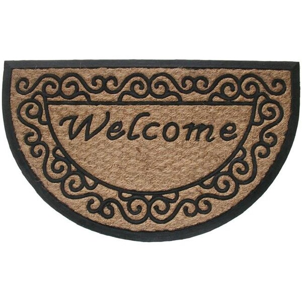 Geo Crafts Geo Crafts G129-tc Welcome Scroll 18 x 30 in. Pan Tuffcor Half Round Scroll Doormat - G129-TC WELCOME SCROLL
