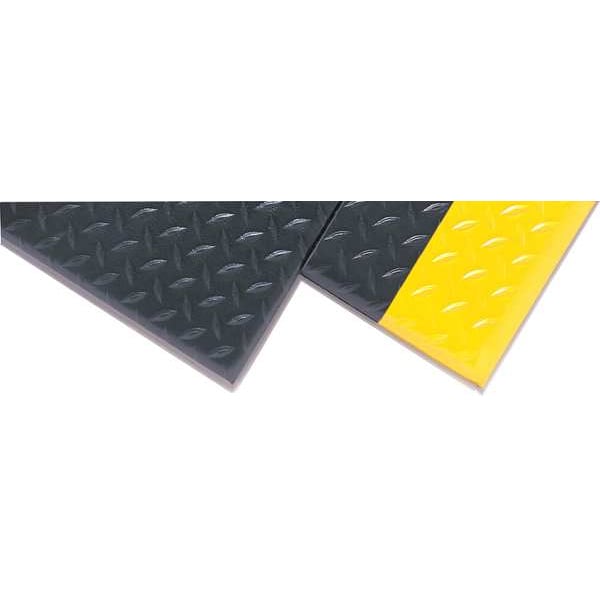 Notrax Antifatigue Mat, 5 ft. L x 3 ft. W, 1/2" Thickness, Closed Cell PVC Foam, Corrugated, Black/Yellow - 413S0035BY