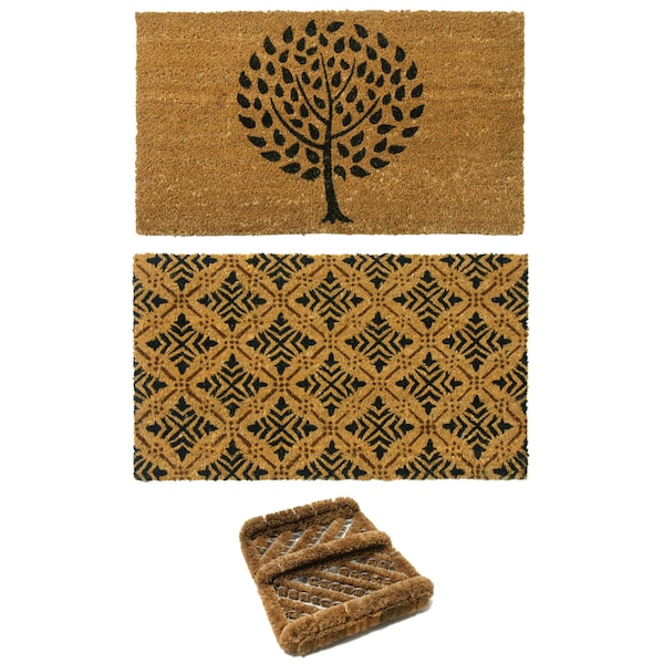 Rubber-Cal "French Country Doormat Kit" - 2 Coco Coir Doormats and 1 Boot Scraper - 10-108-014
