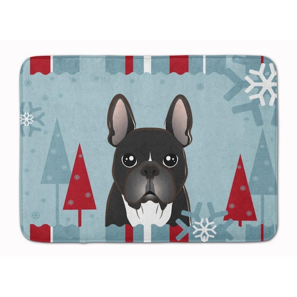 Carolines Treasures Winter Holiday French Bulldog Machine Washable Memory Foam Mat - BB1723RUG