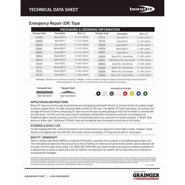 Er Tape Self Fusing Tape, 1 In. W, 144 In. L - GL20C676BI