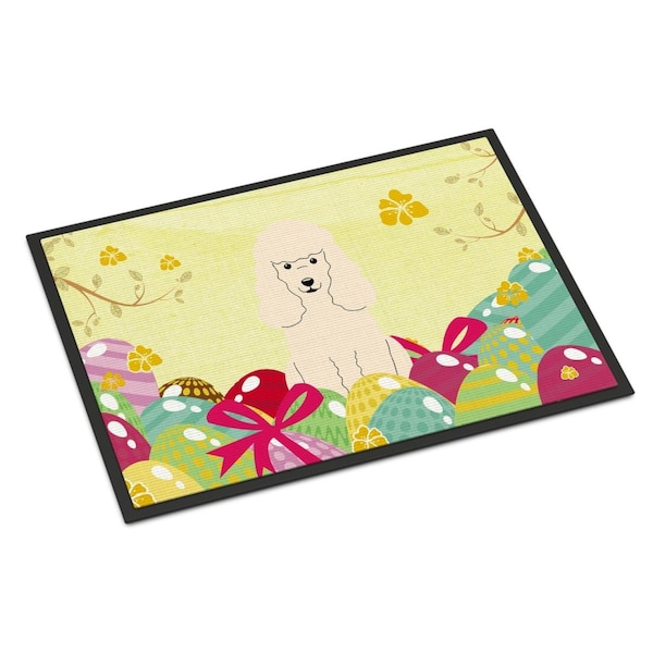 Carolines Treasures 18 x 27 in. Easter Eggs Poodle White Indoor or Outdoor Mat - BB6070MAT