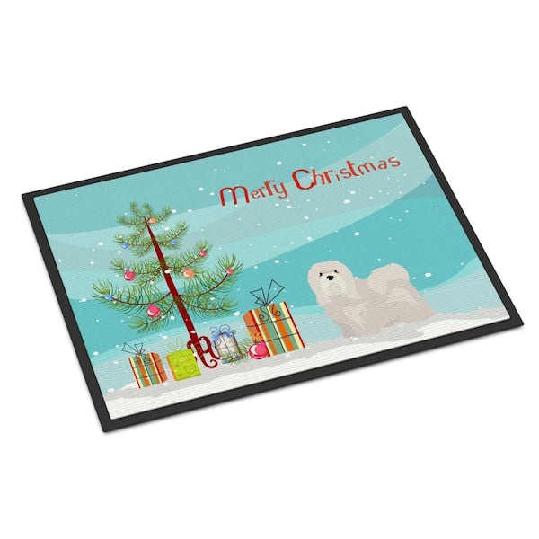 Carolines Treasures 18 x 27 in. White Lhasa Apso Christmas Tree Indoor or Outdoor Mat - CK3469MAT