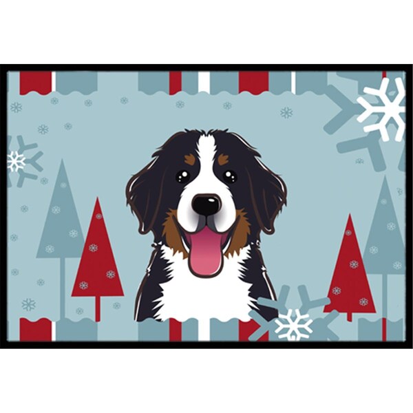 Carolines Treasures Winter Holiday Bernese Mountain Dog Indoor and Outdoor Mat- 18 x 27 in. - BB1733MAT