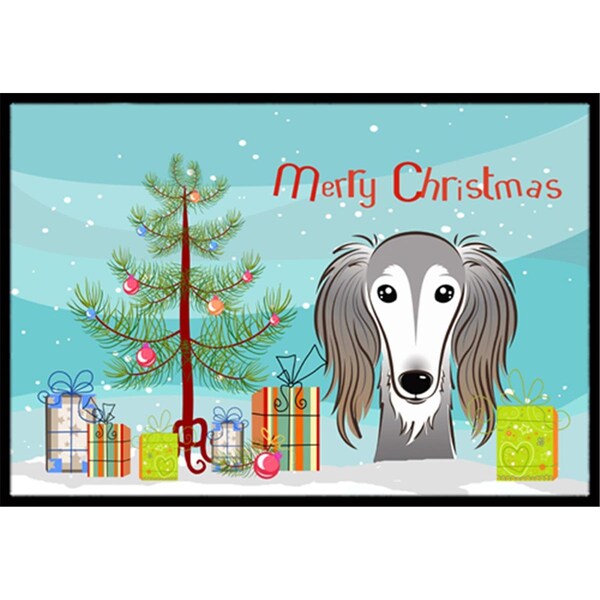 Carolines Treasures Christmas Tree and Saluki Indoor or Outdoor Mat- 24 x 36 - BB1601JMAT