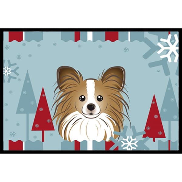 Carolines Treasures Winter Holiday Papillon Indoor and Outdoor Mat- 24 x 36 in. - BB1744JMAT