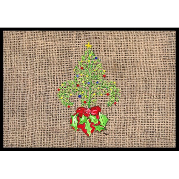 Carolines Treasures 24 x 36 in. Christmas Tree Fleur De Lis Indoor Or Outdoor Doormat - 8745JMAT