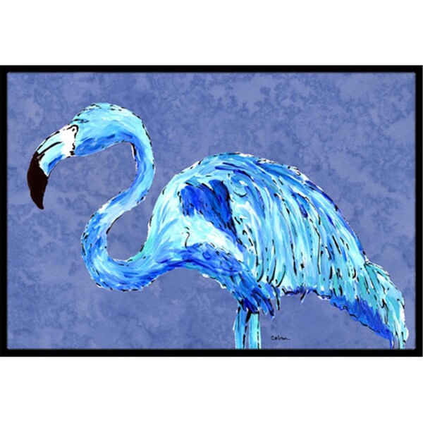 Carolines Treasures 24 x 36 in. Flamingo On Slate Blue Indoor Or Outdoor Doormat - 8873JMAT