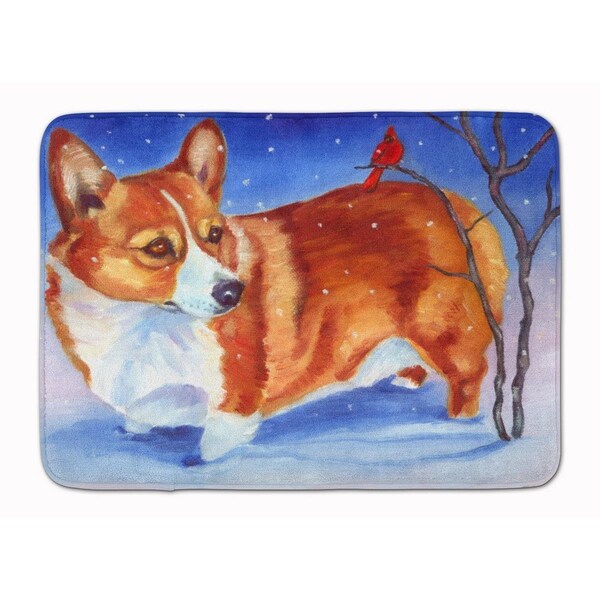 Carolines Treasures Corgi Cardinal Buddy Machine Washable Memory Foam Mat - 7411RUG